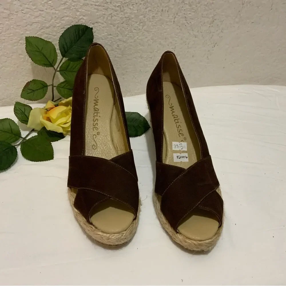 MATISSE Espadrille Heels suede brown size 8 M